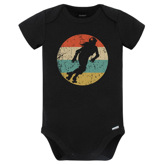 Retro Roller Derby Skater Female Athlete Girls Sports Baby Bodysuit (Black)