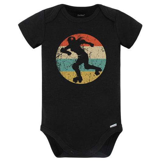 Retro Roller Derby Skater Female Athlete Girls Sports Baby Bodysuit (Black)