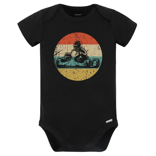 Retro Go Kart Driver Vintage Style Race Car Baby Bodysuit (Black)