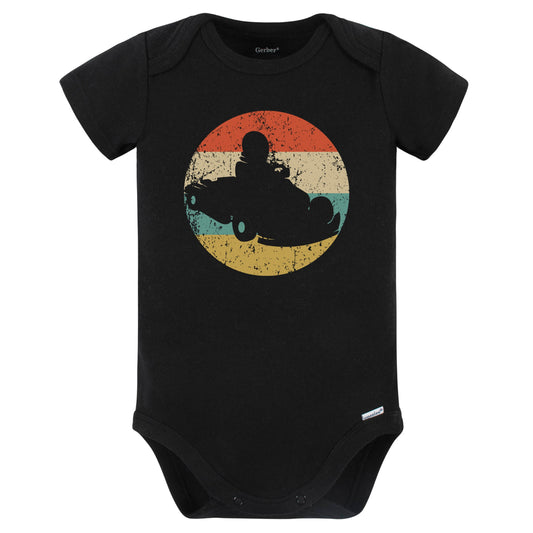 Retro Go Kart Driver Vintage Style Race Car Baby Bodysuit (Black)