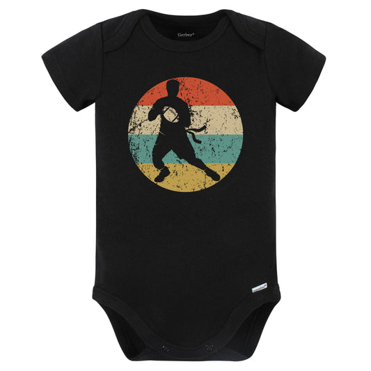 Retro Flag Football Player Vintage Style Flag Football Baby Bodysuit (Black)