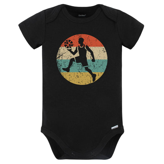 Retro Basketball Player Vintage Style Basketball Baby Bodysuit (Black)