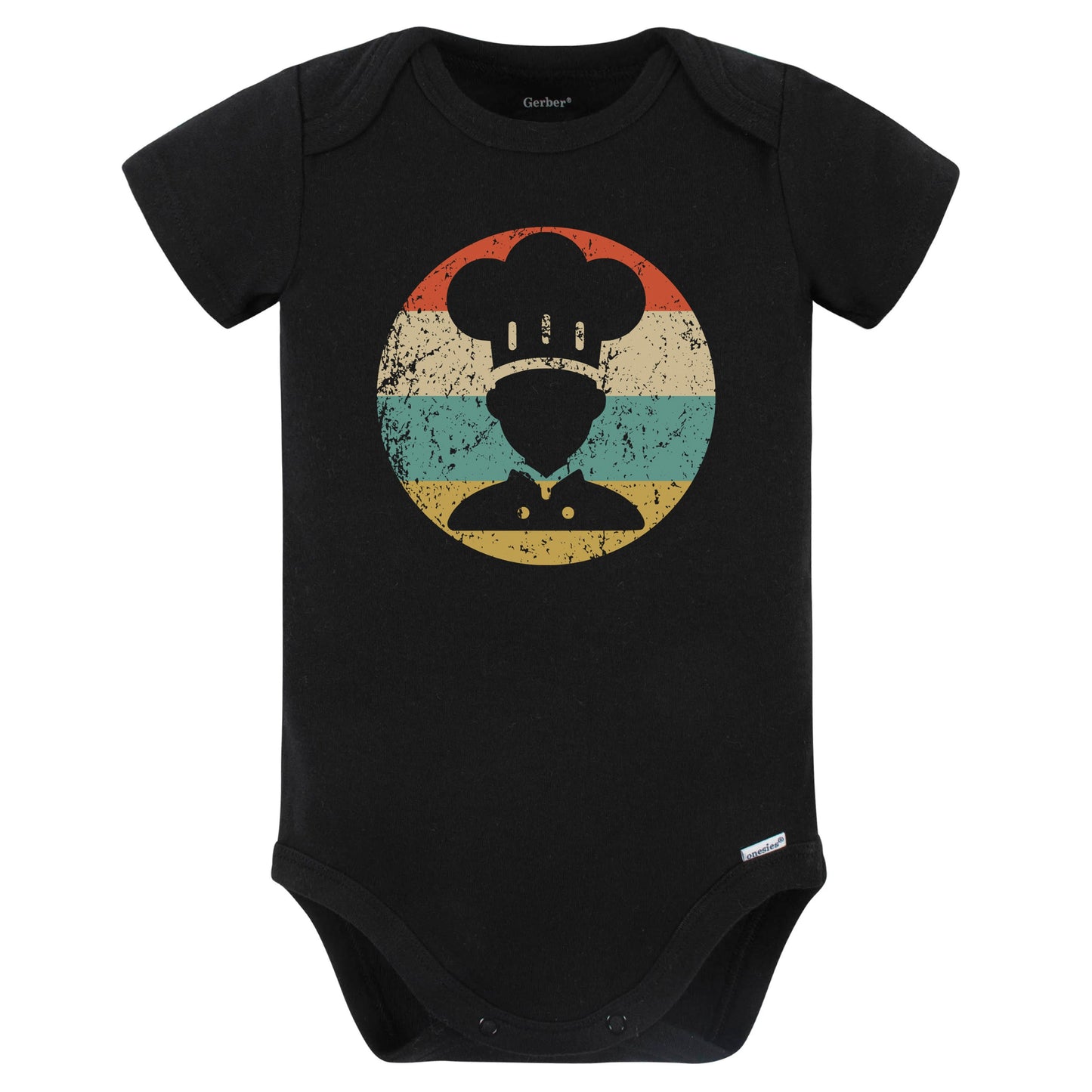 Retro Chef Vintage Style Cooking Baby Bodysuit (Black)