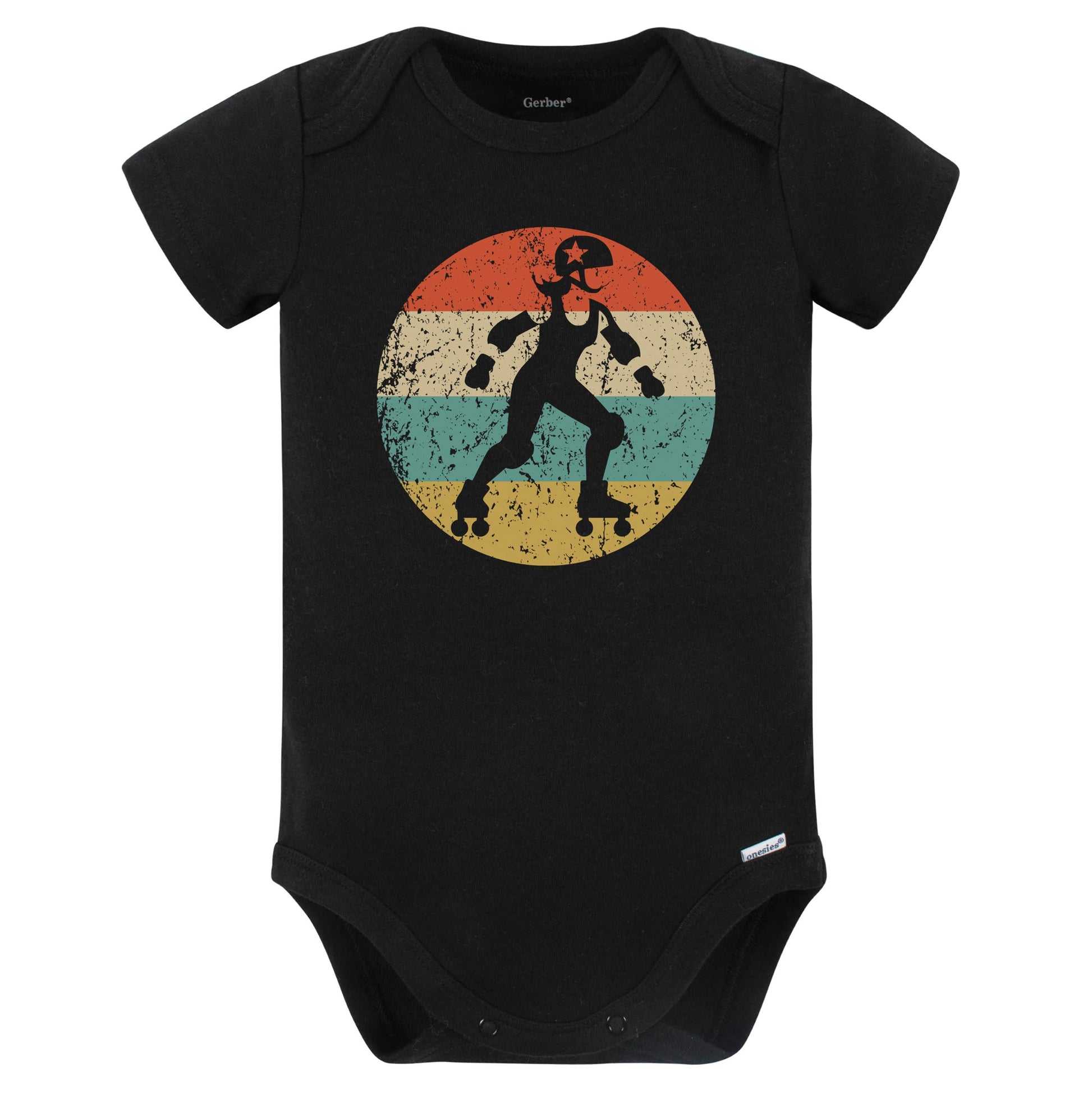 Retro Roller Derby Player Vintage Style Roller Derby Baby Bodysuit (Black)