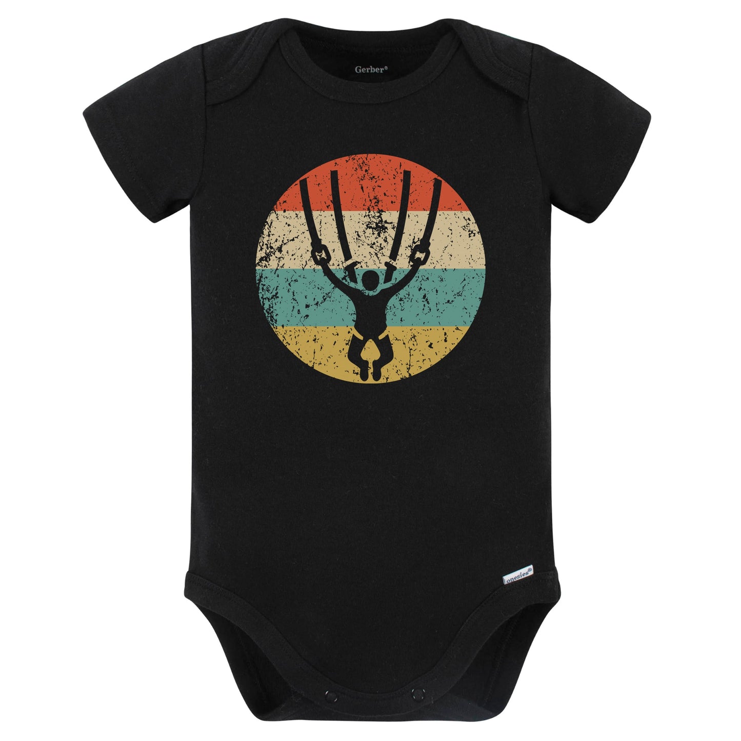 Retro Bungee Jumper Vintage Style Bungee Jumping Baby Bodysuit (Black)