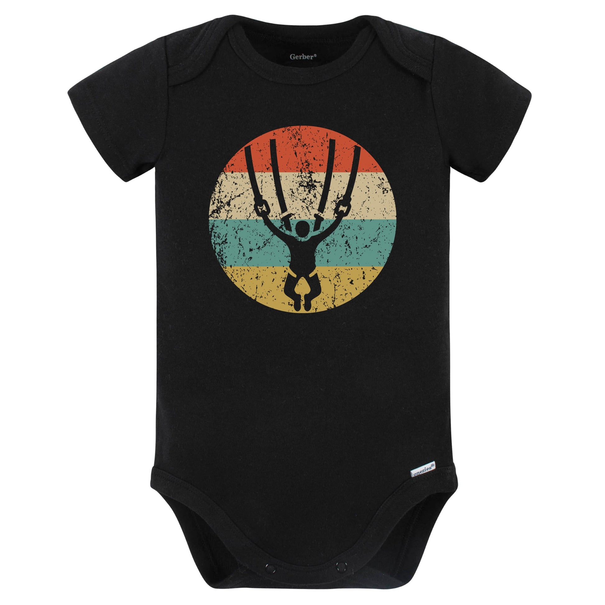 Retro Bungee Jumper Vintage Style Bungee Jumping Baby Bodysuit (Black)