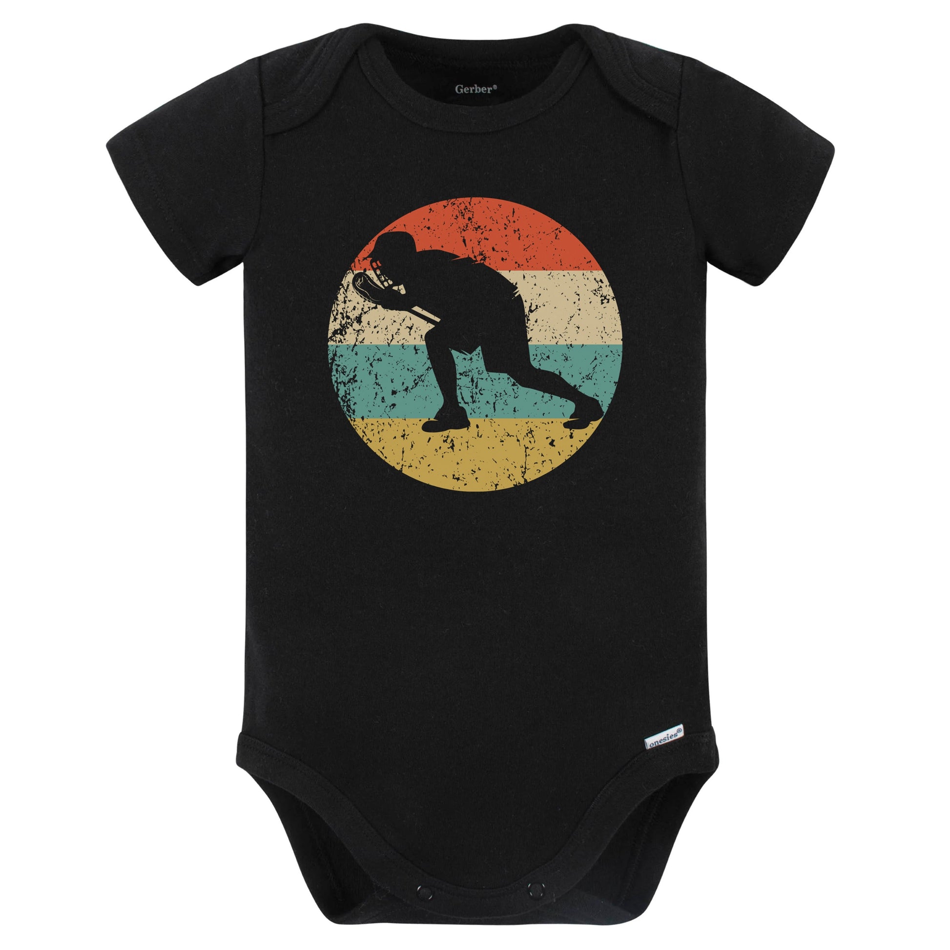 Retro Lacrosse Goalie Vintage Style Lacrosse Baby Bodysuit (Black)