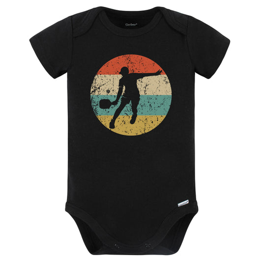 Retro Pickleball Player Vintage Style Pickleball Baby Bodysuit (Black)