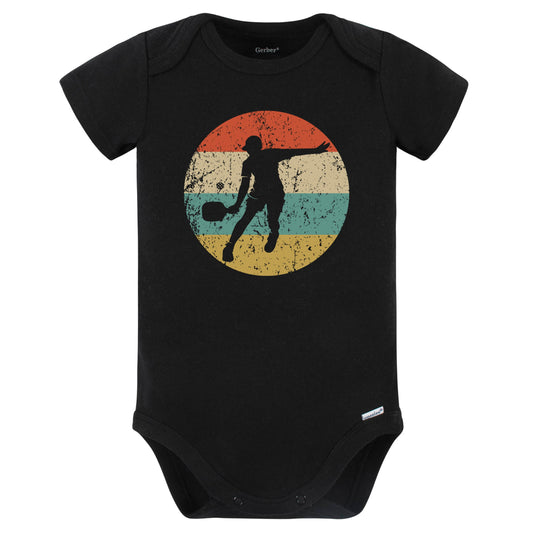 Retro Pickleball Player Vintage Style Pickleball Baby Bodysuit (Black)