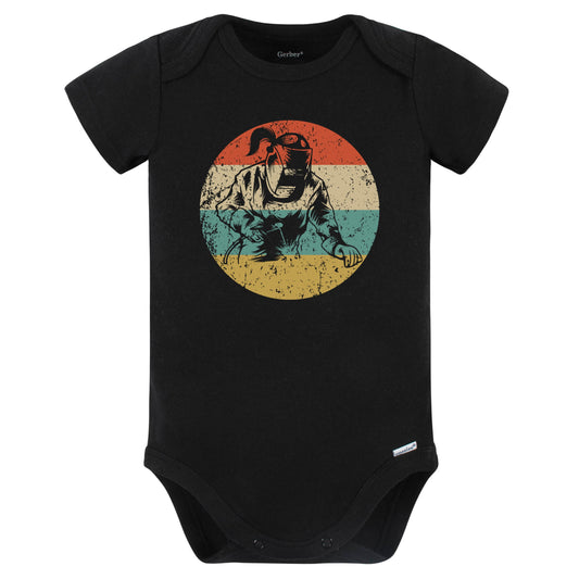 Retro Female Welder Vintage Style Welding Baby Bodysuit (Black)