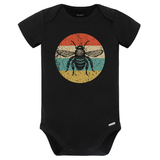Retro Honey Bee Vintage Style Beekeeper Baby Bodysuit (Black)