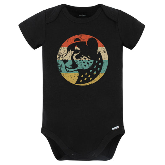 Retro Cheetah Big Cat Vintage Style Wild Animal Baby Bodysuit (Black)