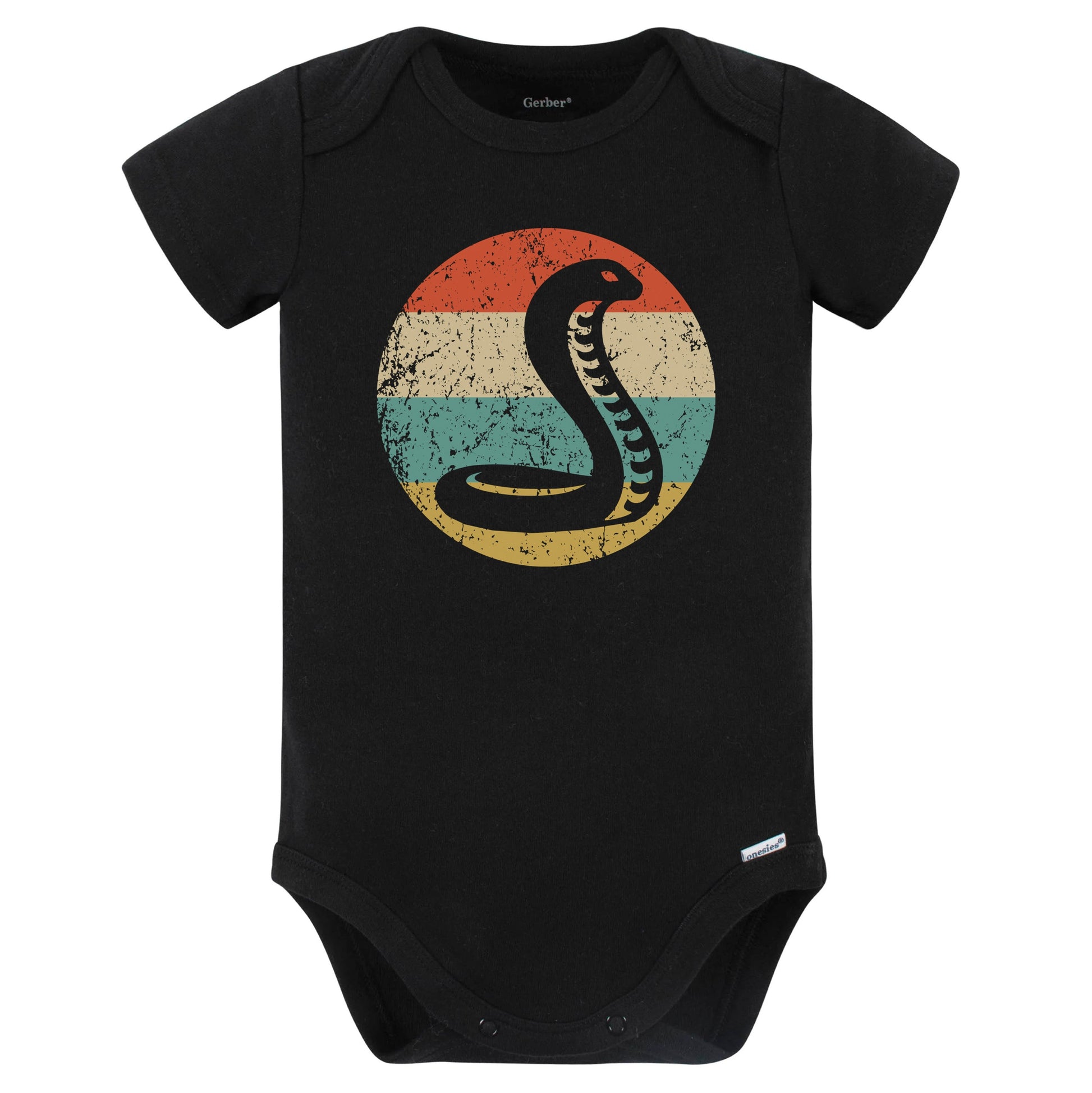 Retro Cobra Snake Vintage Style Wild Animal Baby Bodysuit (Black)