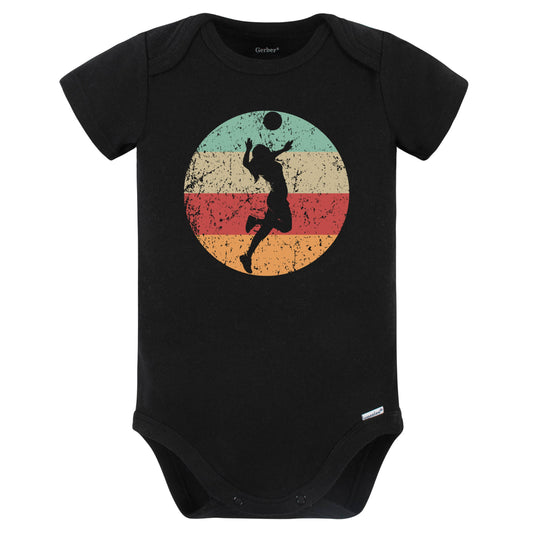 Retro Volleyball Player Serve Female Athlete Girls Sports Baby Bodysuit (Black)