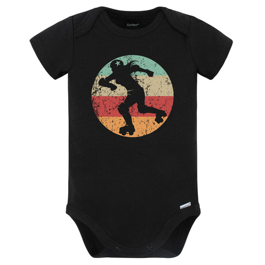 Retro Roller Derby Skater Female Athlete Girls Sports Baby Bodysuit (Black)