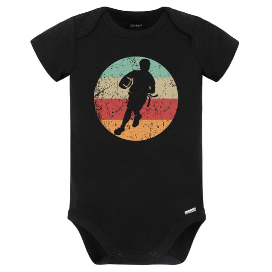 Retro Flag Football Player Vintage Style Flag Football Baby Bodysuit (Black)