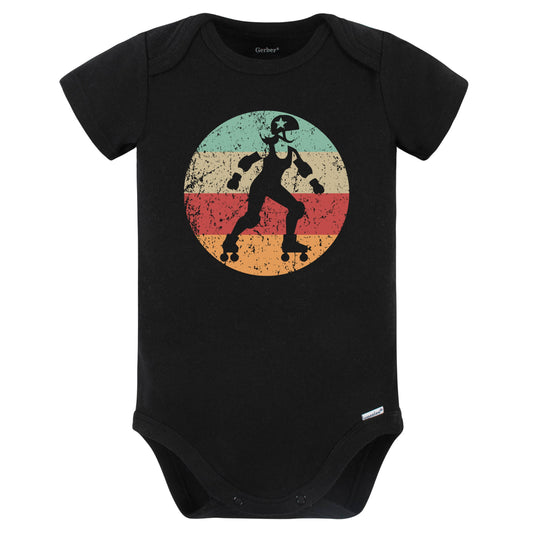 Retro Roller Derby Player Vintage Style Roller Derby Baby Bodysuit (Black)