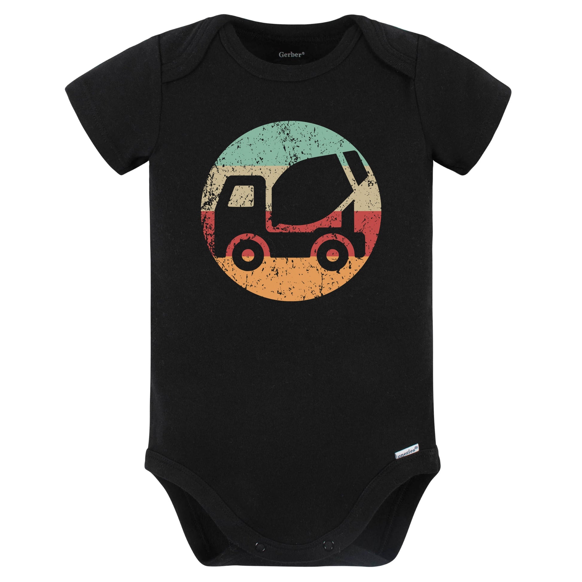 Retro Cement Truck Vintage Style Cement Truck Driver Baby Bodysuit (Black)