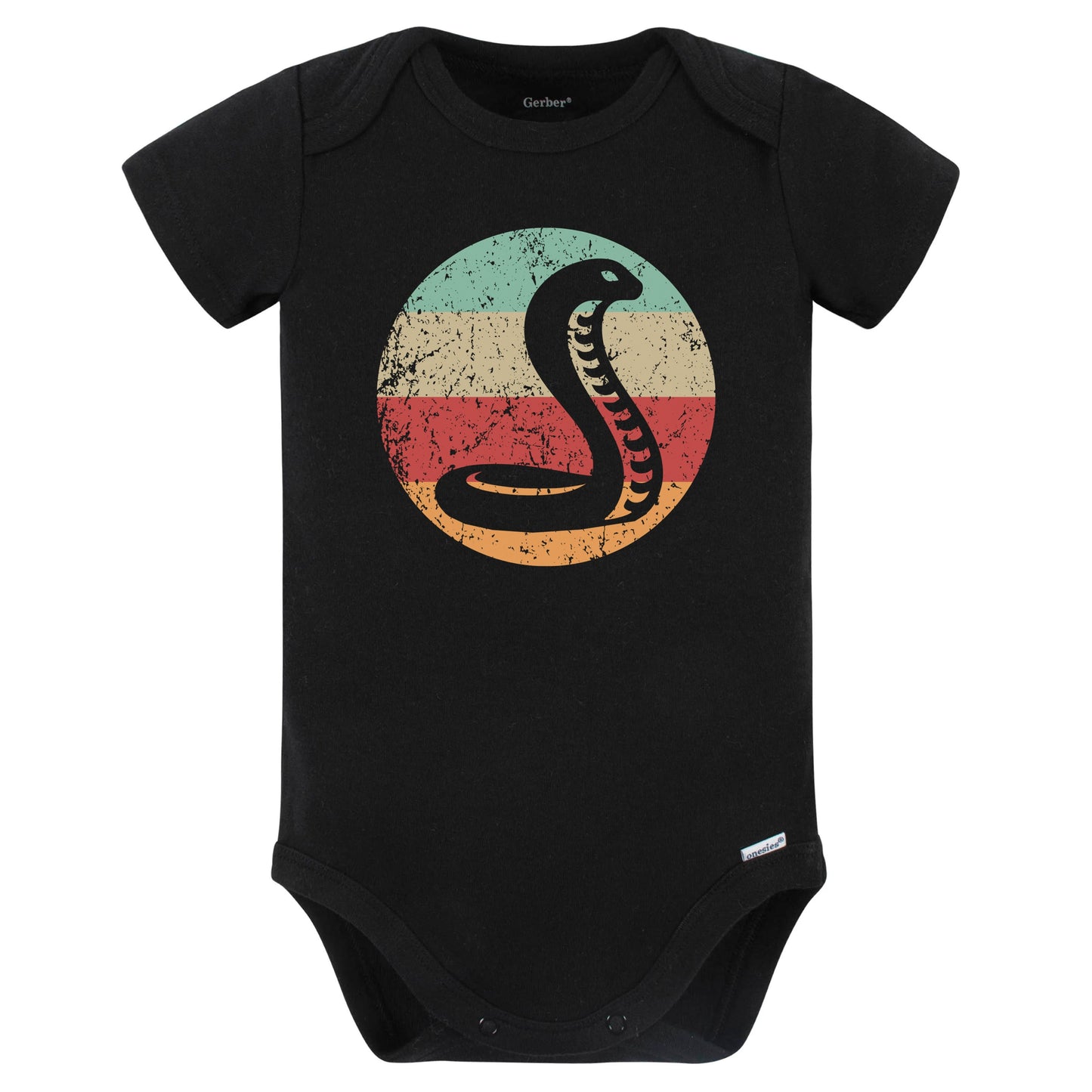 Retro Cobra Snake Vintage Style Wild Animal Baby Bodysuit (Black)