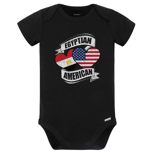 Egyptian American Hearts USA Egypt Flags Baby Bodysuit (Black)