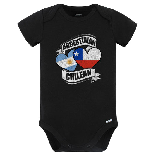 Argentinian Chilean Hearts Argentina Chile Flags Baby Bodysuit (Black)