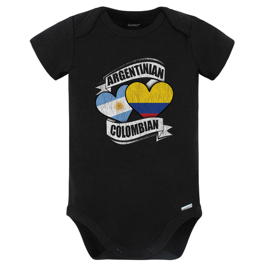 Argentinian Colombian Hearts Argentina Colombia Flags Baby Bodysuit (Black)