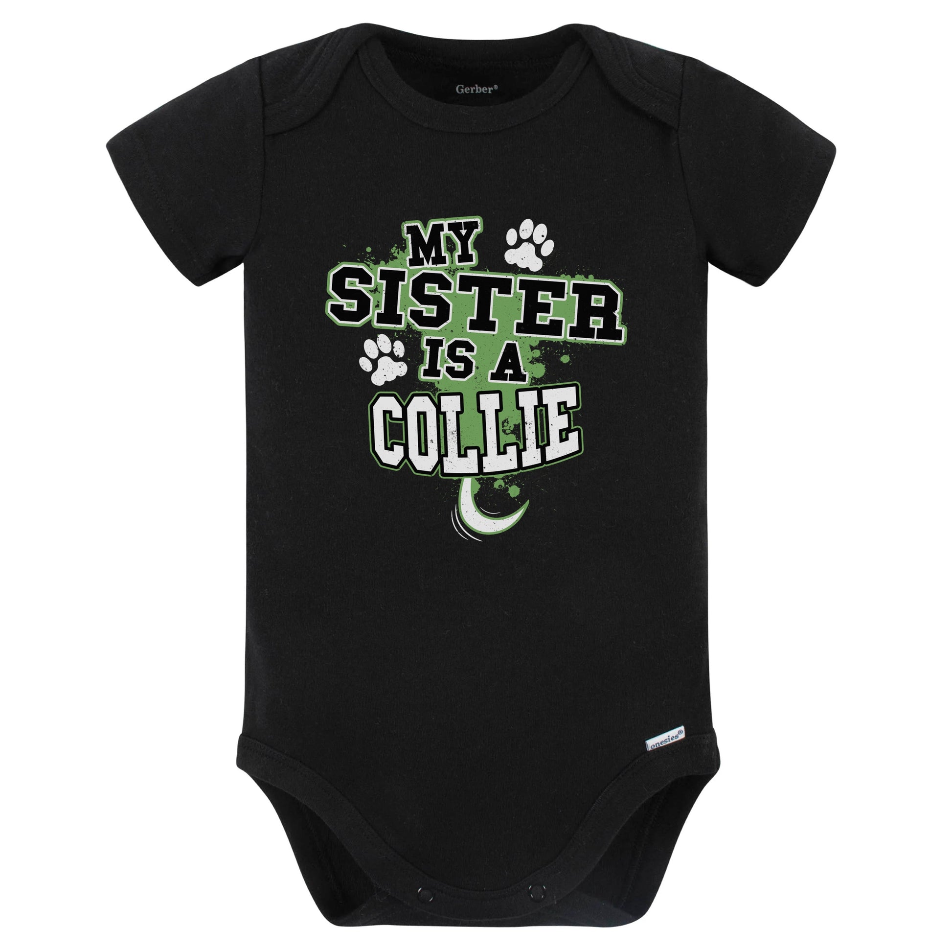 My Sister Is A Collie Funny Baby Bodysuit (Black)
