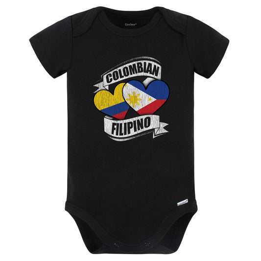 Colombian Filipino Hearts Colombia Philippines Flags Baby Bodysuit (Black)