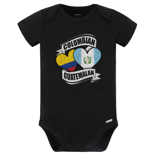 Colombian Guatemalan Hearts Colombia Guatemala Flags Baby Bodysuit (Black)