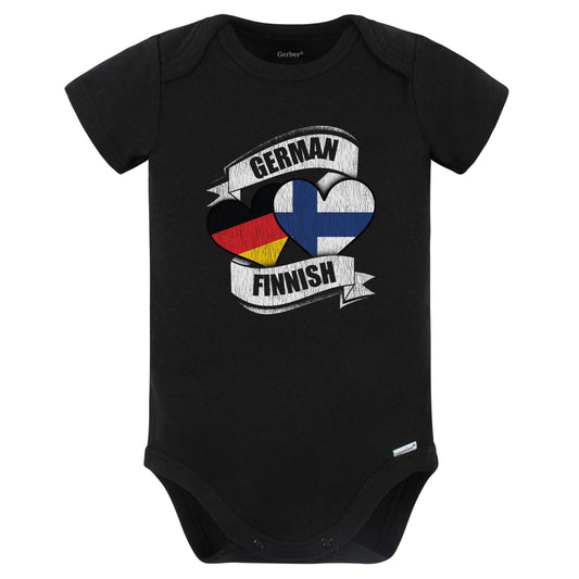 German Finnish Hearts Germany Finland Flags Baby Bodysuit (Black)