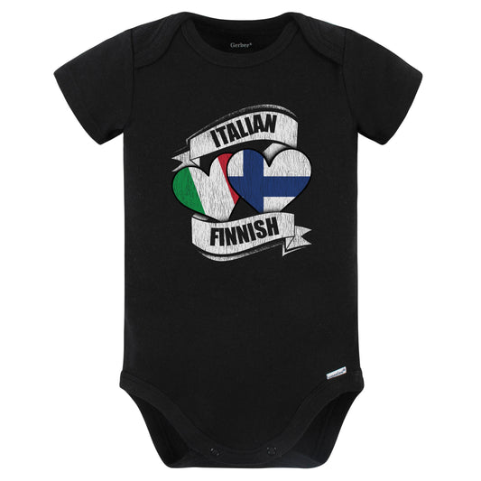 Italian Finnish Hearts Italy Finland Flags Baby Bodysuit (Black)