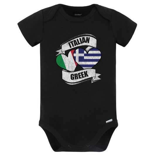 Italian Greek Hearts Italy Greece Flags Baby Bodysuit (Black)