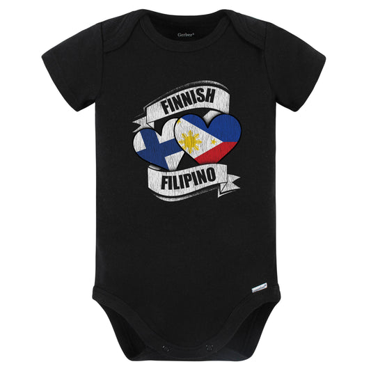 Finnish Filipino Hearts Finland Philippines Flags Baby Bodysuit (Black)
