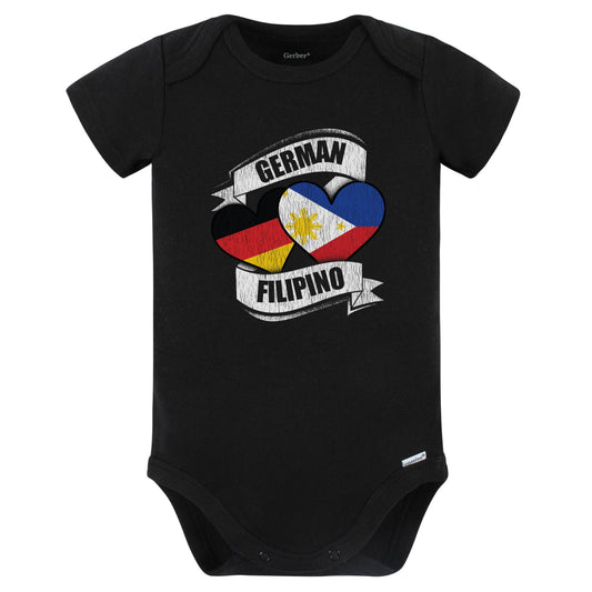 German Filipino Hearts Germany Philippines Flags Baby Bodysuit (Black)