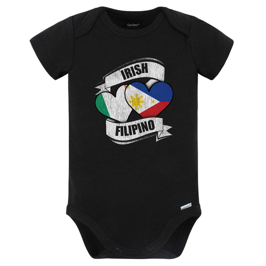 Irish Filipino Hearts Ireland Philippines Flags Baby Bodysuit (Black)