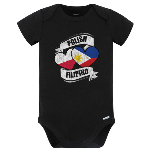 Polish Filipino Hearts Poland Philippines Flags Baby Bodysuit (Black)