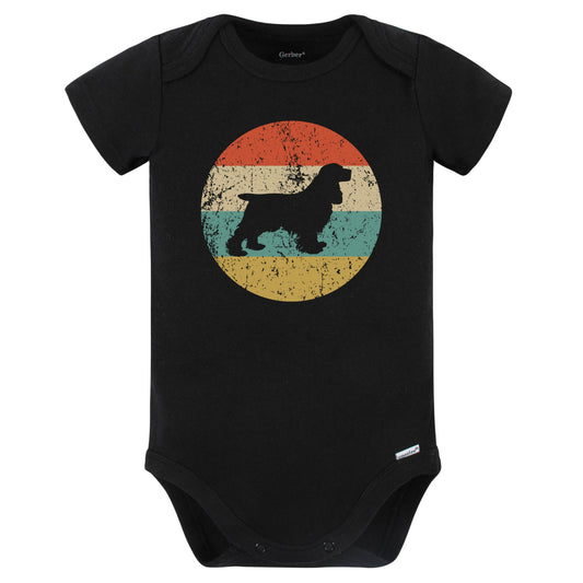Retro Cocker Spaniel Icon Dog Silhouette Baby Bodysuit (Black)