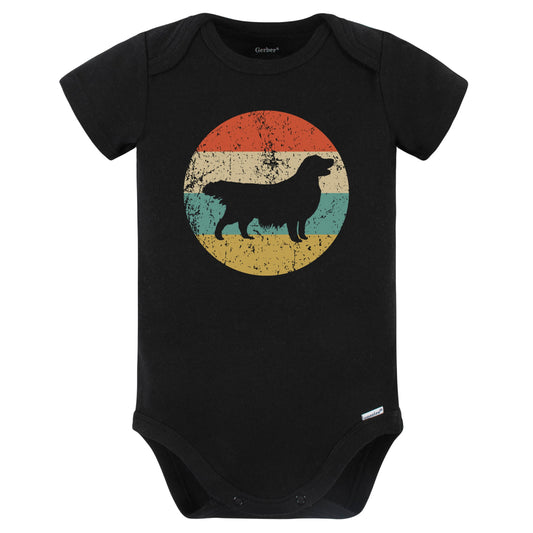 Retro Golden Retriever Icon Dog Silhouette Baby Bodysuit (Black)