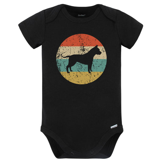 Retro American Staffordshire Terrier Icon Amstaff Dog Silhouette Baby Bodysuit (Black)