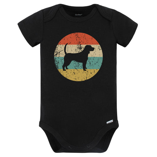 Retro Beagle Icon Dog Silhouette Baby Bodysuit (Black)