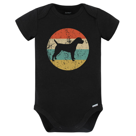 Retro Border Terrier Icon Dog Silhouette Baby Bodysuit (Black)