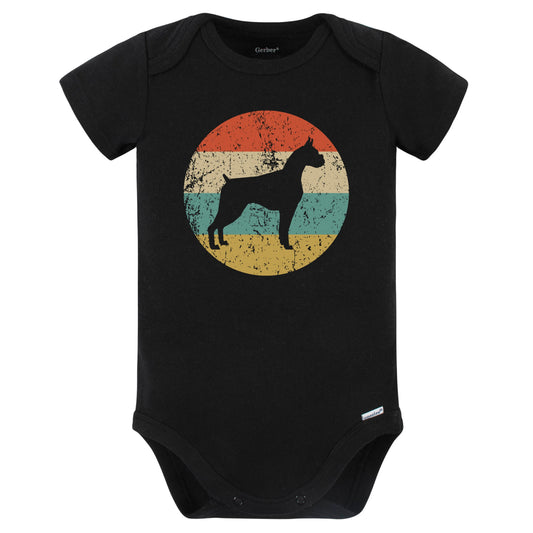 Retro Boxer Icon Dog Silhouette Baby Bodysuit (Black)