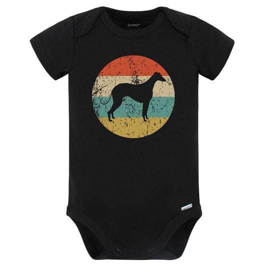 Retro Greyhound Icon Dog Silhouette Baby Bodysuit (Black)
