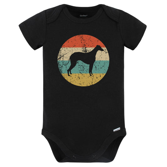 Retro Greyhound Icon Dog Silhouette Baby Bodysuit (Black)