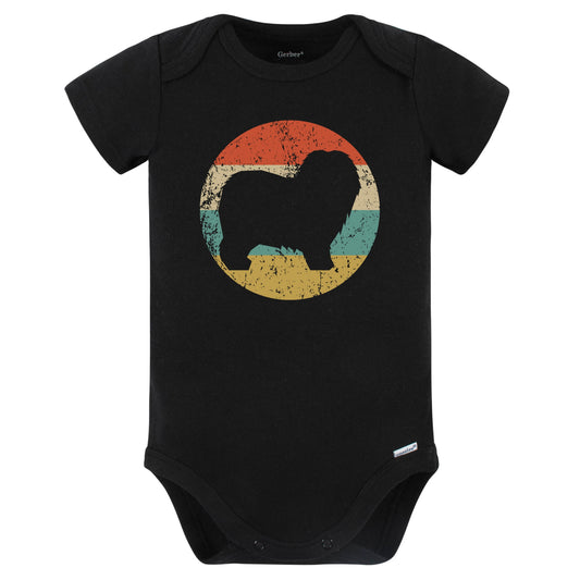 Retro Old English Sheepdog Icon Dog Silhouette Baby Bodysuit (Black)