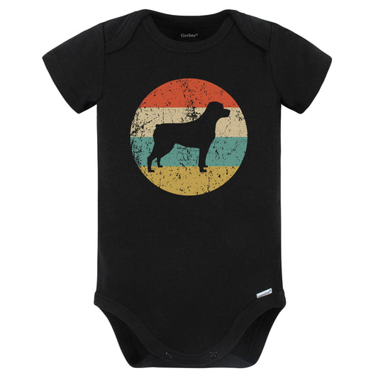 Retro Rottweiler Icon Dog Silhouette Baby Bodysuit (Black)