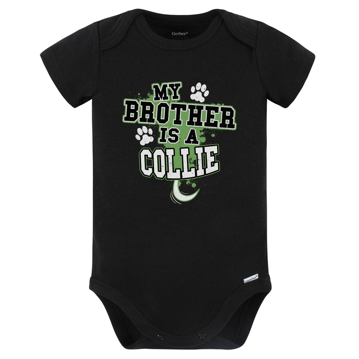 My Brother Is A Collie Funny Baby Bodysuit (Black)