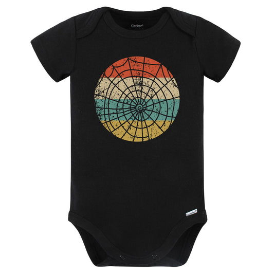 Retro Spooky Scary Spiderweb Silhouette Creepy Halloween Baby Bodysuit (Black)