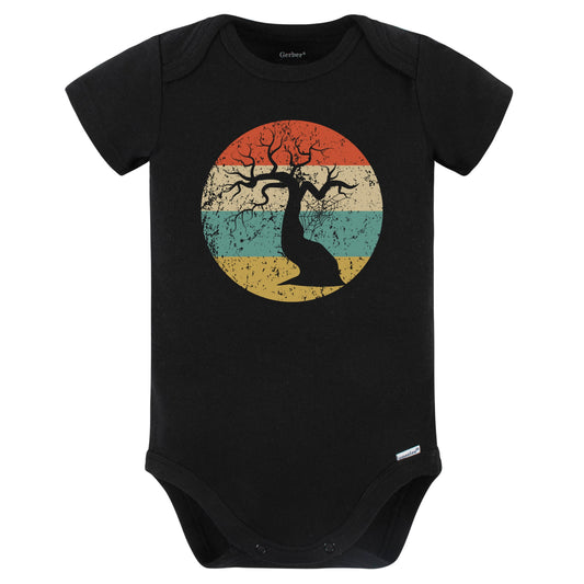 Retro Halloween Scary Haunted Tree Silhouette Creepy Spooky Baby Bodysuit (Black)