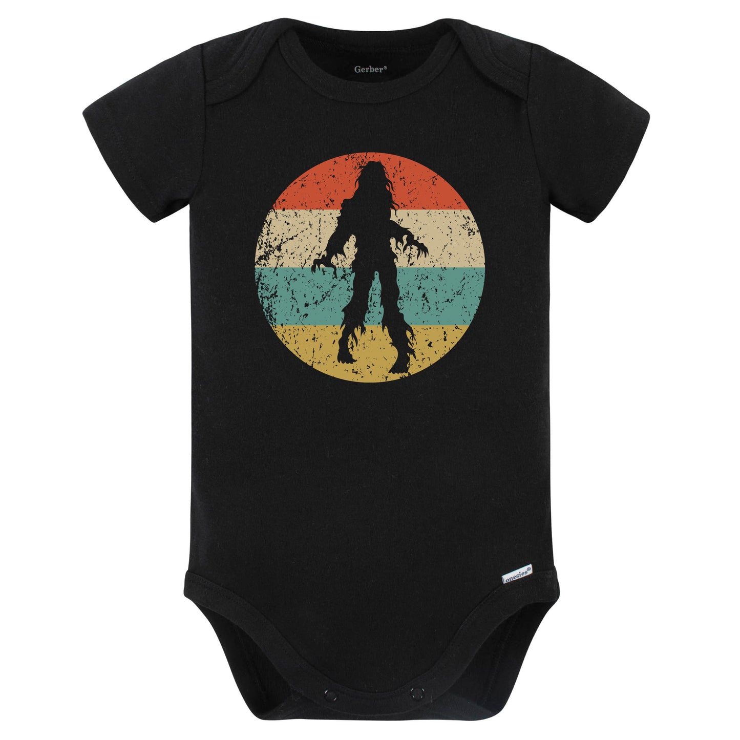 Retro Spooky Halloween Zombie Silhouette Creepy Scary Baby Bodysuit (Black)